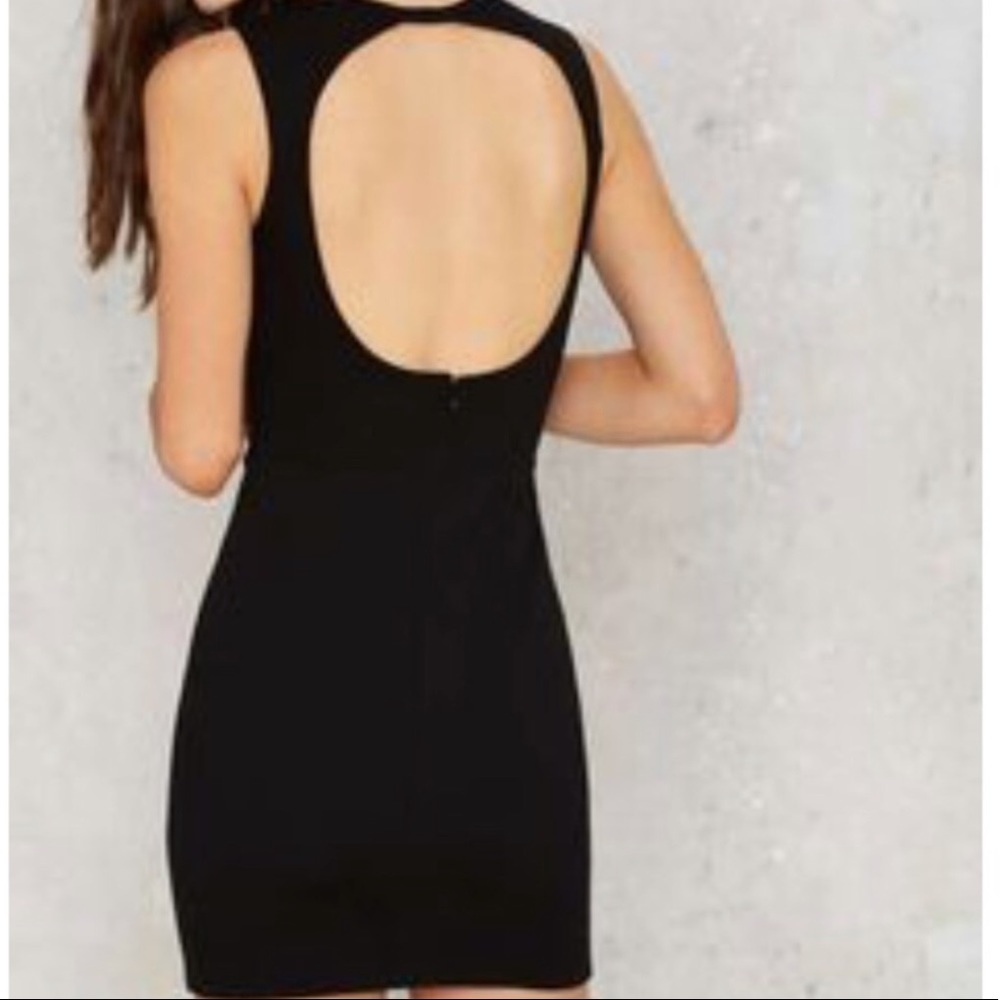 Black Cutout Mini Dress w/ Open Back - Picture 2 of 5